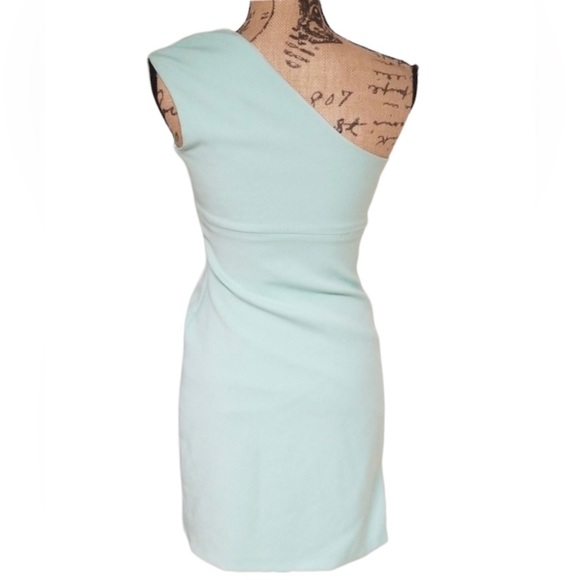ZARA Trafaluc Collection One Shoulder Mint Green Dress Side Zip S - Picture 4 of 9